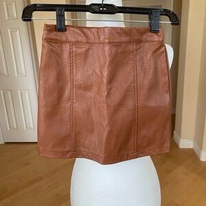 Art Class Girls Faux Leather Tan A-line Mini Skirt
